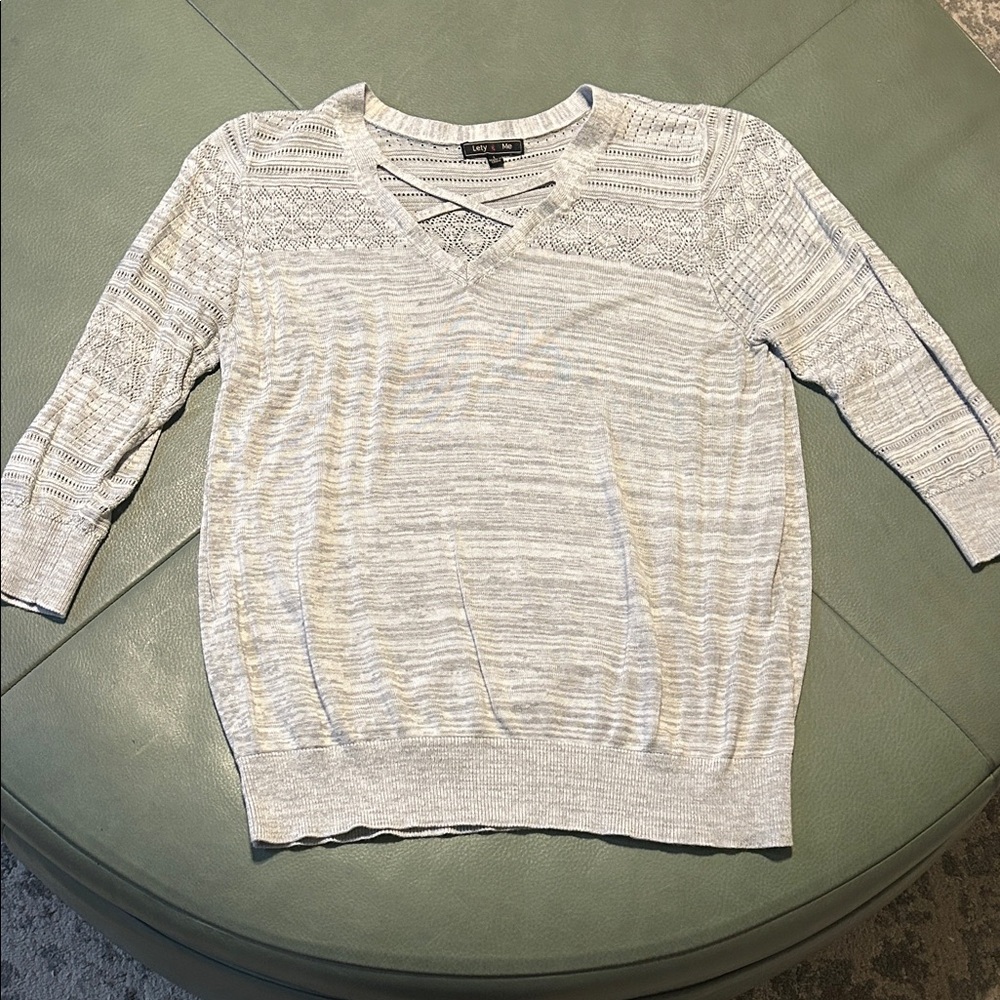 Elegant V-Neck Light Gray Sweater